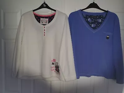 £7.99 • Buy 2 X FLEECE LOUNGE TOPS M&S/PRIMARK 20 TATTY TEDDY/OWL WHITE/BLUE COZY/CASUAL