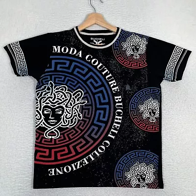 Bucheli Shirt Mens Large L Black Blue Red White Medusa Head Geometric Graphic • $9.88