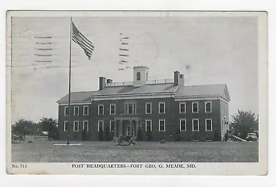 Postcard Post Headquarters Fort George G. Meade MD Posted 1943  • $5.99