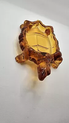 Vintage Glass Turtle Candy Dish Amber No Lid • $50