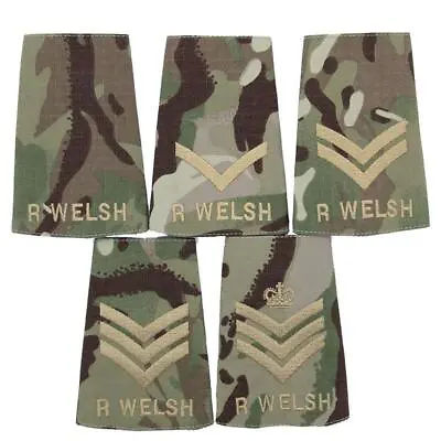 British Army Royal Welsh Mtp Rank Slides-pair R Welsh Fusiliers Multicam Slides • £5.95
