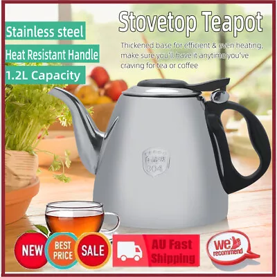 1.2L Stove Camping Kettle Stainless Steel Picnic Whistling Teapot Kitchen AU • $19.99