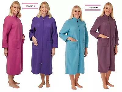 LADIES*POLAR FLEECE ZIP UP THROUGH DRESSING GOWN* FLEECE 8/26 4 COLOURS New 24 • £22.99