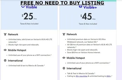 Visible Wireless By Verizon UNLIMITED Plan For 5$ First Month My Code 3c8JlQ • $0.99