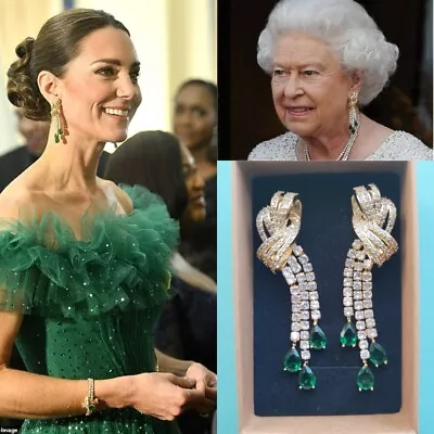 Princess KateQueen Elizabeth Emerald Tassel Parure Earrings Royalreplikate • £39.99