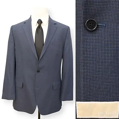 MICHAEL KORS Mens Blue Patterned Two Button Sport Coat Suit Jacket Blazer 42 R • $39.99