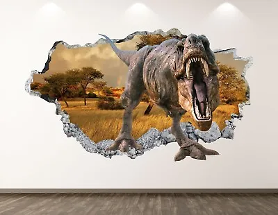 Wild Dinosaur Wall Decal Art Decor 3D Smashed T-Rex Kids Room Sticker BL336 • $69.95