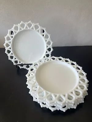 Vintage White Milk Glass Plates. Set Of 4 .  Salad Or Cake.       8“ Diameter • $38