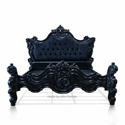 4'6   Double Size Gothic Style Bed Carved Fr Mahogany Wood Baroque Rococo Style • $2465.07