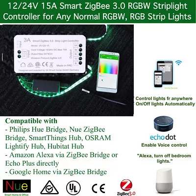 ZigBee RGB RGBW LED Strip Light Controller For Echo Plus SmartThings Google Home • $40