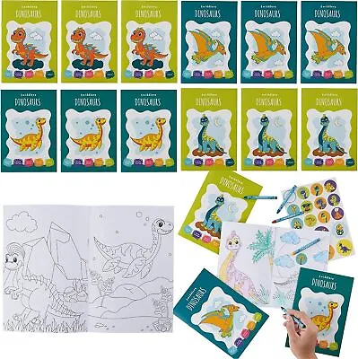 12 Pack Dinosaur Colouring Books For Kids With Crayons And Stickers A5 Size • £11.99