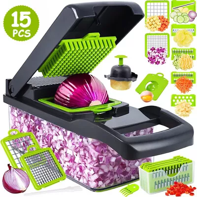 15 In 1 Fruit Vegetable Slicer Cutter Food Onion Veggie Dicer Chopper Kitchen US • $18.80