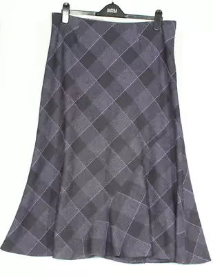 EWM Skirt Size 16 Fishtail Grey Purple Vintage Diamond Check Long Womens • $18.66