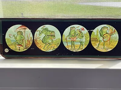 Antique Magic Lantern Projector 2 Handpainted Glass Slides - Frogs At The Beach • $19.95