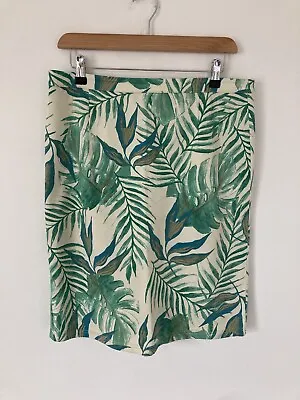 £14.99 • Buy Laura Ashley Skirt Size 14 Green Tropical Palm Leaf Knee Length
