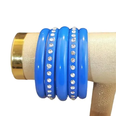 Macy's Blue Rhinestone Bangle Bracelets Set Nwt • $12