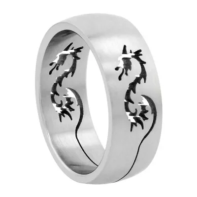 8mm Stainless Steel Dragon Cut-out Design Domed Wedding Band Ring • $9.99