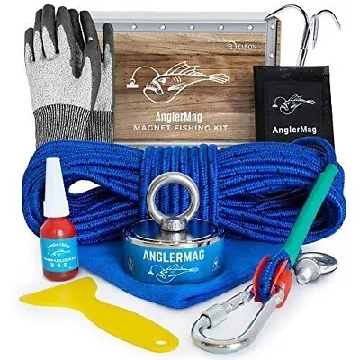 1250 Lbs Magnet Fishing Kit AnglerMag Double Sided Magnetic Fishing Kit • $54.95