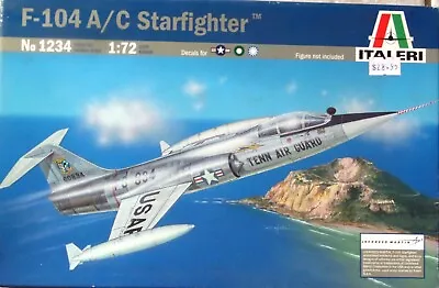 NEW-F-104 A/C STARFIGHTER-ITALERI:1234-SC:SC:1/72- 23.1cms(L)+DECAL SHEET-10YRS+ • $27.95