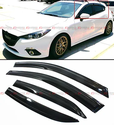 Jdm Wavy 3d Style Smoked Window Visor Vent Shade For 2014-2019 Mazda 3 Mazda3 • $28.95