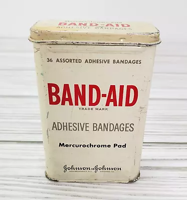 Vtg Band Aid Tin Metal Box Adhesive Bandages Mercurochrome Johnson & Johnson USA • $24.95