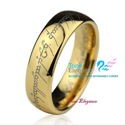 9ct Yellow Gold GF Tungsten Solid Engagement Wedding Ring Lord Of Ring Size 9 • $29