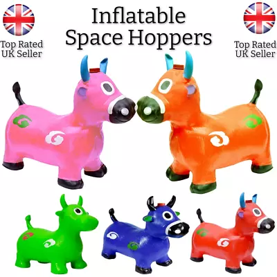 Kids Cow & Horse Inflatable Space Hopper Ride On Jumping Bouncy Sound Toys UK • £13.49