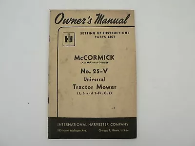 VTG McCormick Deering 25-V Universal Tractor Mower International Harvester 1949 • $45
