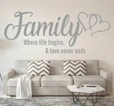 £3.71 • Buy Family Love Heart Quote Wall Sticker Art Home Decal Wallart Family Gym 