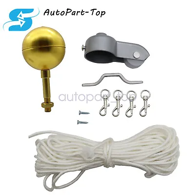 $21.25 • Buy Flagpole Hardware Repair Kit -3 OD Tube Topper Ball Rope Cleat Hook Pulley Truck