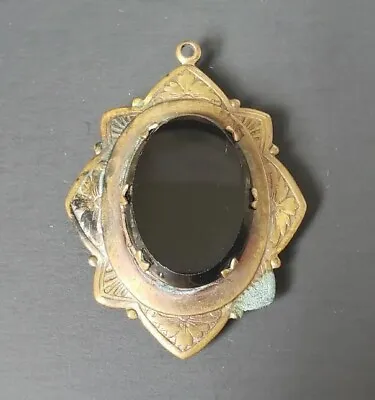 Vintage Antique French Victorian Mourning Locket Black Onyx Photo Pendant • $60