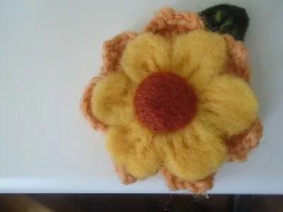 Hand Crochet/needle Felted Flower Brooch • £1.99