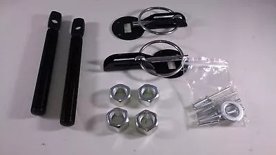 JDM Aluminum Mount Bonnet Flip Over Hood Latch Pin Locking Kit Black • $16.95