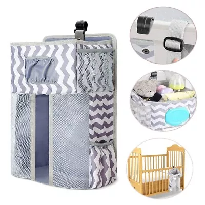 Baby Nursery Crib Bed Diaper Nappy Hanging Holder Storage Bag Box Organizer Gift • £9.95