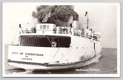 Mackinaw City Michigan City Of Cheboygan Of Lansing Ferry RPPC Photo Postcard • $26.08