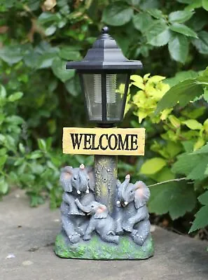 Garden Ornament Solar Powered Animal Elephant Welcome Lamp Decor  • £19.95