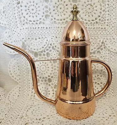 Vintage Lg  Arabic/Turkish Copper Coffee  Pot With Brass Finial & Removable Lid • $34.99