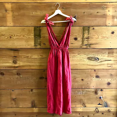 XL - Mara Hoffman Calypso Red NEW Braided Strap Plunge Neck Maxi Dress 1118SM • $100