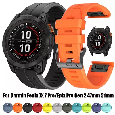 For Garmin Fenix 7 7X 6 6X 5 5X Epix Pro 47/51mm Quick Fit Silicone Band Strap • $9.89