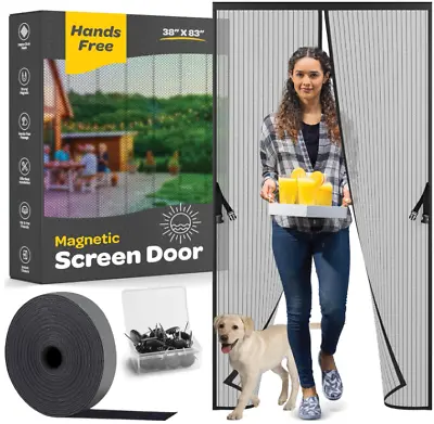 Hands-Free Magnetic Screen Door Heavy Duty Self Sealing Screen Door Mesh 38x83 • $9.59