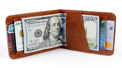 Mens Slim Genuine Leather Wallet Pocket Friendly With Four Card Slots RFID Save • £5.99