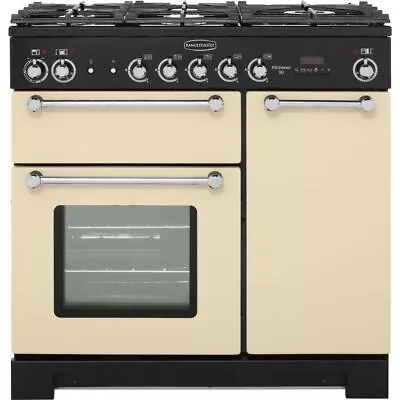 Rangemaster KCH90DFFCR/C Kitchener 90cm Dual Fuel Range Cooker 5 Burners Cream • £1815