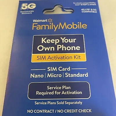 Walmart Family Mobile Starter Kit Sim Card 3/1 Spring Bring Your Own Phone New • $3.99