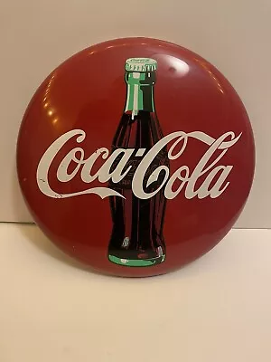 Vintage Coca Cola Sign Heavy Gauge Advertising Button • $40