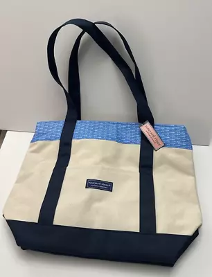 Vineyard Vines Classic White Blue  Printed Zipper Tote Bag • $30