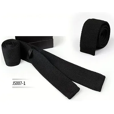 Men Classic Solid Color Knitted Crochet 5cm Skinny Tie Slim Woven Flat Necktie • $8.95