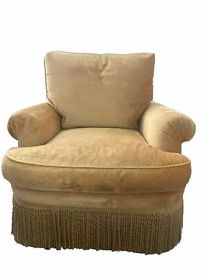 Vintage MCM Club Chair Velvet With Fringe Bottom Raymond Waites Style • $425