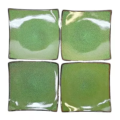 GABBAY Fusion Wasabi Square Salad Sushi Plates 8.5  Green Speckled Lot Of 4 • $49.95