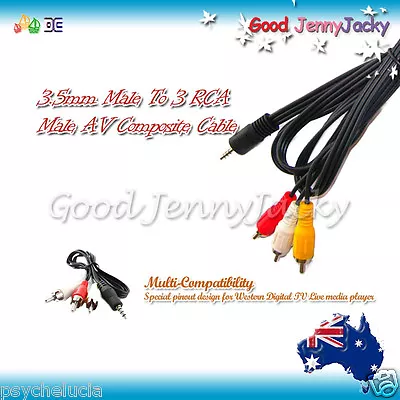 3.5mm Plug To 3 RCA AV Composite Cable For WD TV Live & Multi-Compatibility OMTP • $9.99