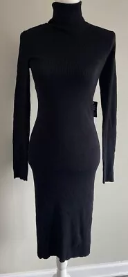 NWT Express Ribbed Turtleneck Dress Long Sleeve Black Medium M New • $24.99